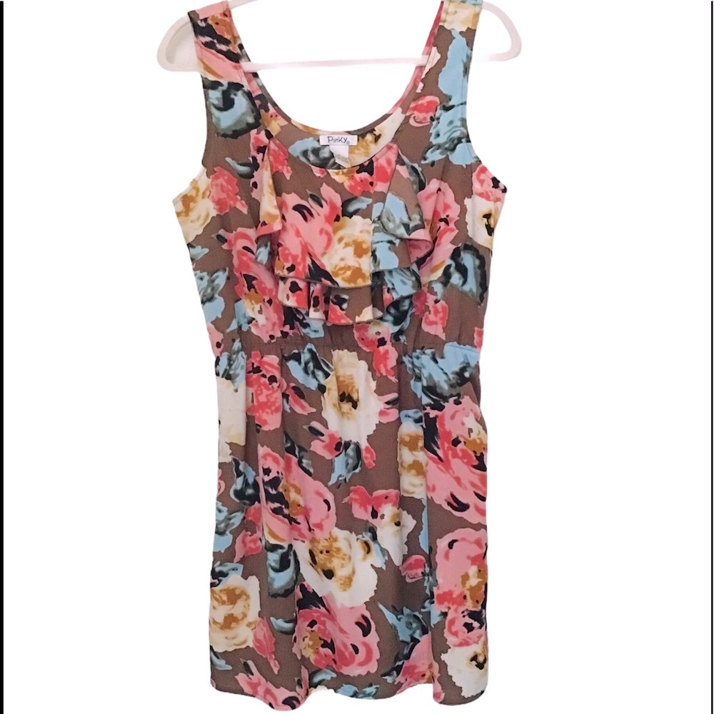 🍂Pinky Flowy Colorful Sleeveless Dress🍁